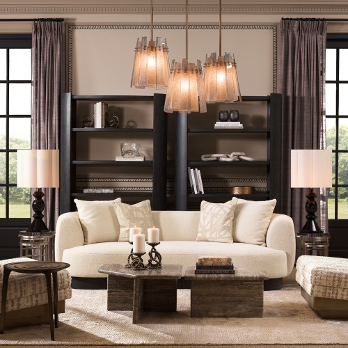 Table basse 24 - Ciro - Luxury travertine coffee table with silver accents - Pacific Compagnie.