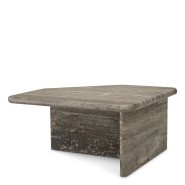 Table basse 24 - Ciro - Table basse en travertin argenté, modèle compact 70x70x35 cm - Pacific Compagnie.