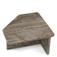 Table basse 24 - Ciro - Table basse de luxe en travertin argenté, 70x70 cm - Pacific Compagnie.