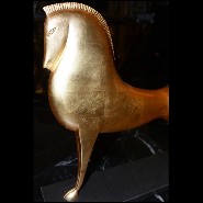 Sculpture en bronze massif finition à la feuille d'or 38-Greek Horse