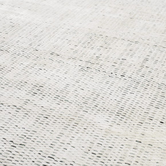 Tapis 24 - Langdon - Tapis intérieur de luxe gris et blanc en coton, laine et viscose - Pacific Compagnie.