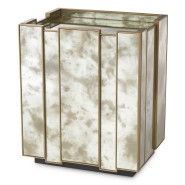 Table de chevet 24 - Nottingham - Table de chevet with aged mirror finish and wooden accents - Pacific Compagnie.