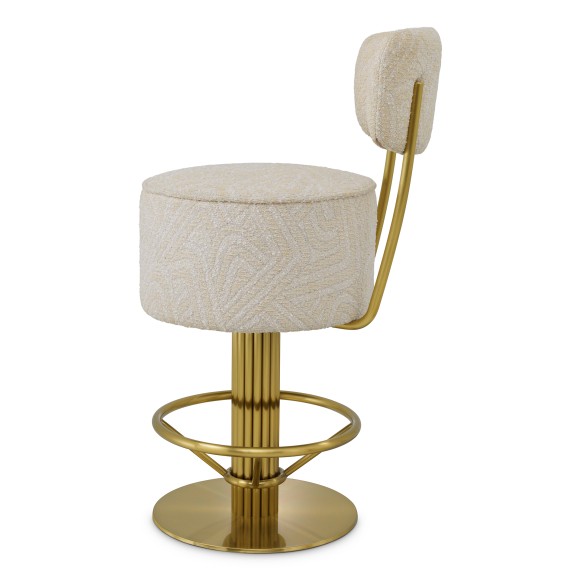 Tabouret de comptoir 24 - Carleton with back - High-end tabouret with laiton brossé and camari colors - Pacific Compagnie.
