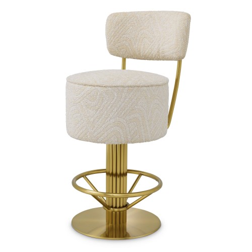 Tabouret de comptoir 24 - Carleton with back - Tabouret de comptoir de luxe avec coussin en camari crème - Pacific Compagnie.