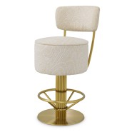 Tabouret de comptoir 24 - Carleton with back - Tabouret de comptoir de luxe avec coussin en camari crème - Pacific Compagnie.