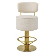 Tabouret de comptoir 24 - Carleton with back - Tabouret de comptoir avec dossier en acier inoxydable et finition laiton brossé -