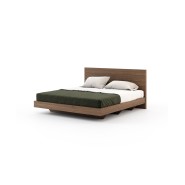Lit 174 - Uso - Walnut matte bed frame with black lacquer accents - Pacific Compagnie.