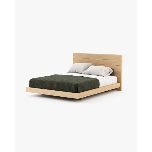 Lit 174 - Uso - Lit moderne avec un mélange de noyer mat et laqué noir - Pacific Compagnie.