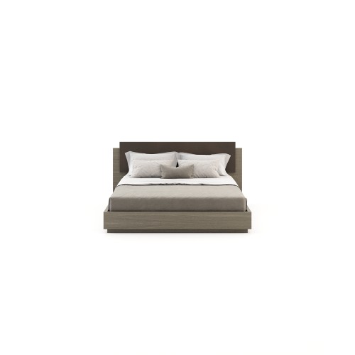 Lit 174 - Teri - Large wooden bed with Walnut Matte and Black Lacquer finish, made from wood and fabric - Pacific Compagnie.