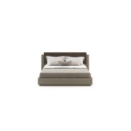 Lit 174 - Teri - Large wooden bed with Walnut Matte and Black Lacquer finish, made from wood and fabric - Pacific Compagnie.