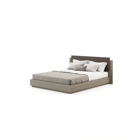 Lit 174 - Teri - Walnut Matte bedroom bed with black lacquer accents - Pacific Compagnie.