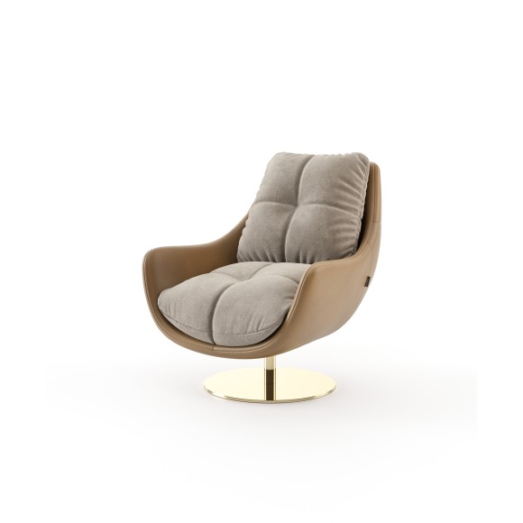Fauteuil 174 - Sophia - Cream leather accent fauteuil with modern design - Pacific Compagnie.