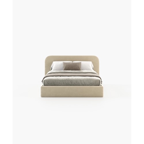 Lit 174 - Selene - White wooden bed frame with taupe and safira accents - Pacific Compagnie.