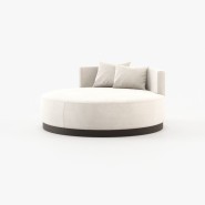 Chaise longue 174 - Scarlet - Chaise longue en tissu et métal de couleur noyer mat - Pacific Compagnie.