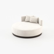 Chaise longue 174 - Scarlet - Chaise longue moderne en tissu et métal de couleur noyer mat - Pacific Compagnie.