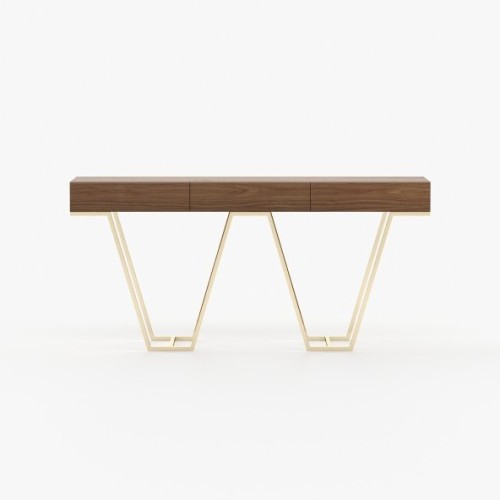 Console 174 - Zurique - Wooden console table in walnut matte finish - Pacific Compagnie.