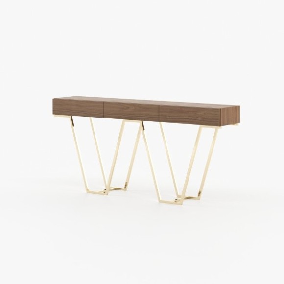 Console 174 - Zurique - Modern wood and metal console with storage - Pacific Compagnie.