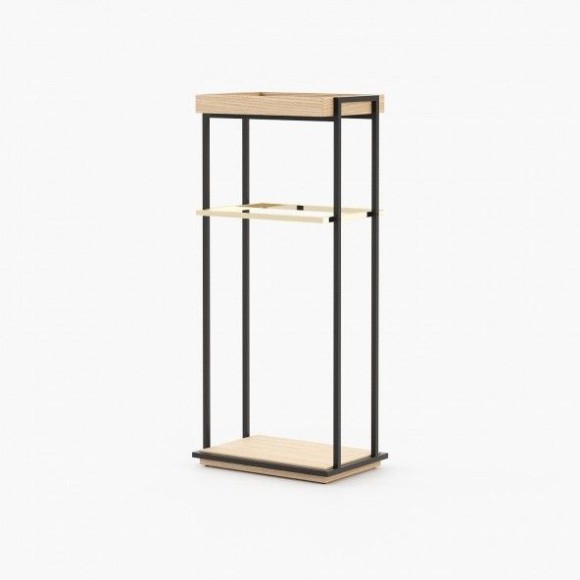 Portemanteau 174 - Ted - Wooden coat hanger with metal accents in walnut matte finish - Pacific Compagnie.