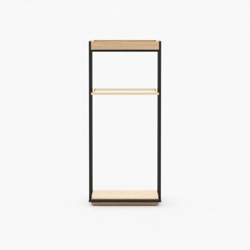 Portemanteau 174 - Ted - Tall and sturdy wooden coat hanger with metal hooks in matte walnut - Pacific Compagnie.