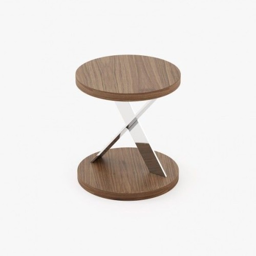 Table d’appoint 174 - Sally - Walnut sidetable with metal accents - Pacific Compagnie.