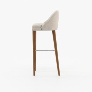 Tabouret de bar 174 - Estoril - White wooden bar stool with fabric seat - Pacific Compagnie.
