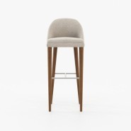 Tabouret de bar 174 - Estoril - Tabouret de bar en bois blanc avec tissu, design Estoril - Pacific Compagnie.