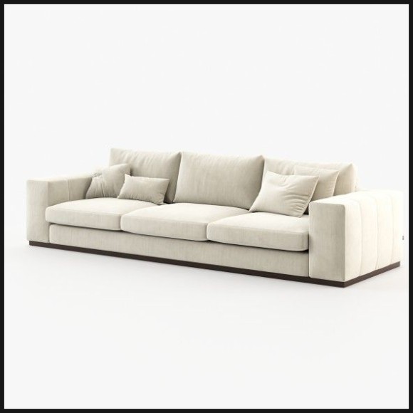 Canapé 174 - Charlie - White fabric sofa with sand and cream accents - Pacific Compagnie.