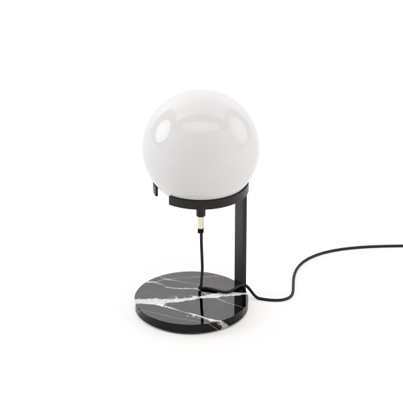Lampe à poser 174 - Clarke - White marble floor lamp with iron base - Pacific Compagnie.