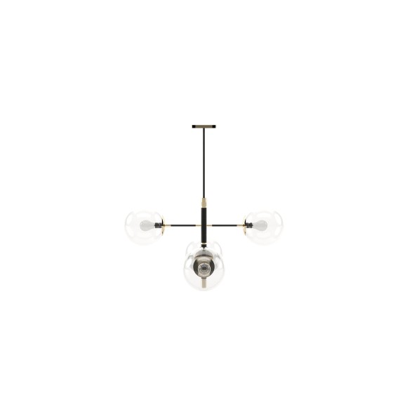 Suspension 174 - Meredith - Elegant large or small polished stainless steel metal pendant light with glass accents - Pacific Com