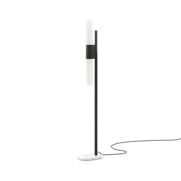 Lampe à poser 174 - Evans - White marble floor lamp with black accents - Pacific Compagnie.