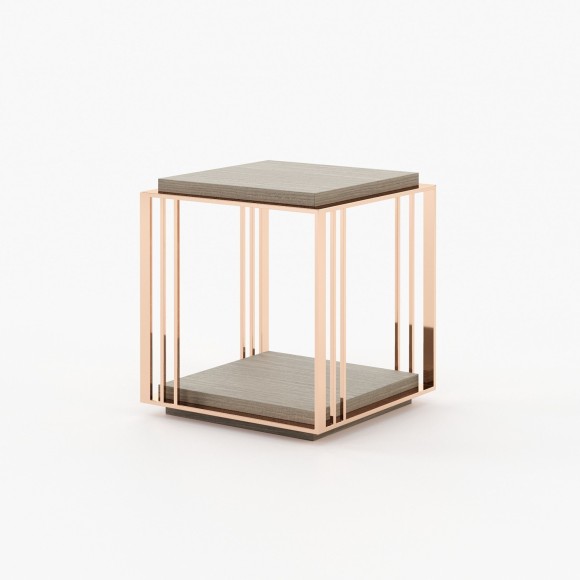 Table d’appoint 174 - Megan - Elegant sidetable with walnut wood and metal legs - Pacific Compagnie.