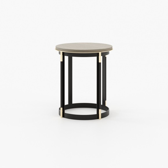 Table d’appoint 174 - Lyssa - Table d'appoint en noyer mat avec plateau en marbre - Pacific Compagnie.