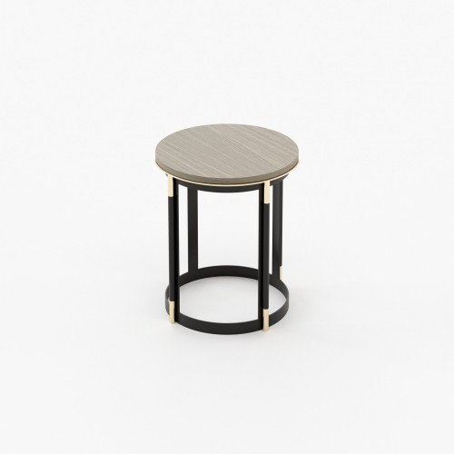 Table d’appoint 174 - Lyssa - Walnut matte finish coffee table with metal accents - Pacific Compagnie.