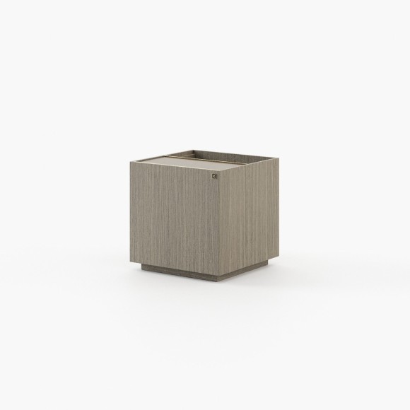 Table d’appoint 174 - Chios - Luxury leather and wood accent table in walnut color - Pacific Compagnie.