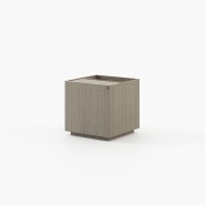 Table d’appoint 174 - Chios - Luxury leather and wood accent table in walnut color - Pacific Compagnie.