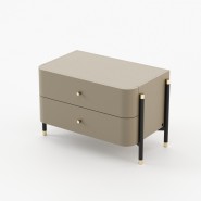 Table de chevet 174 - Rosie - Table de chevet en noyer mat, style moderne - Pacific Compagnie.