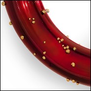 Miroir 155 - Red Mirror - Luxury mirror with silver leaf and red accents - Pacific Compagnie.