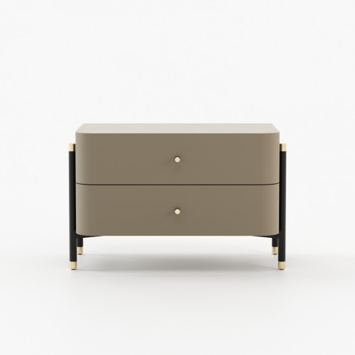 Table de chevet 174 - Rosie - Stylish bedside table with walnut and metal design - Pacific Compagnie.