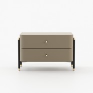 Table de chevet 174 - Rosie - Stylish bedside table with walnut and metal design - Pacific Compagnie.