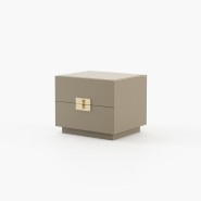 Table de chevet 174 - Lady - Walnut bedside table with metal accents - Pacific Compagnie.