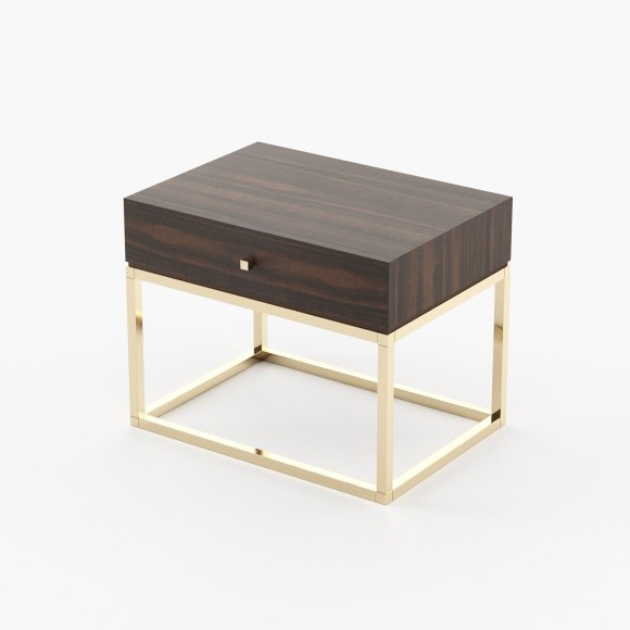 Table de chevet 174 - Ester - Table de chevet compacte, en bois et métal, pour les petits espaces de chambre - Pacific Compagnie