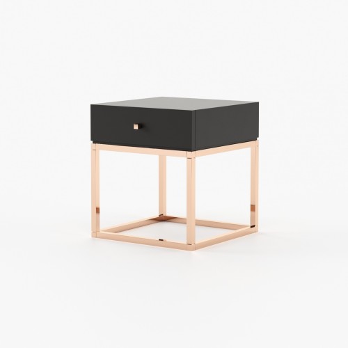 Table de chevet 174 - Ester - Table de chevet avec tiroir, en bois et métal, pour ranger les objets personnels - Pacific Compagn