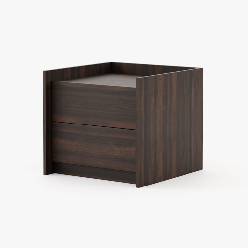 Table de chevet 174 - Endy - Table de chevet en bois noyer mat, style moderne Endy - Pacific Compagnie.