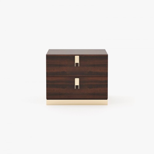 Table de chevet 174 - Emily - Walnut bedside table with metal accents - Pacific Compagnie.