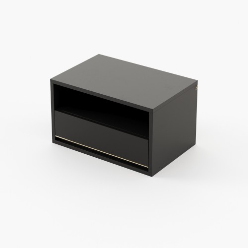 Table de chevet 174 - Bowen - Compact bedside table with walnut matte color and metal accents - Pacific Compagnie.