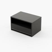 Table de chevet 174 - Bowen - Compact bedside table with walnut matte color and metal accents - Pacific Compagnie.