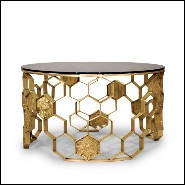 Table basse 155 - Manuka - Sleek low table with brass base - Pacific Compagnie.