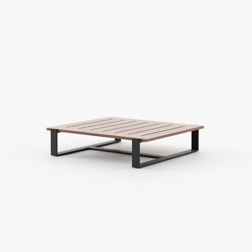 Table basse 174 - Salim - Elegant wooden coffee table with metal accents and compact size - Pacific Compagnie.