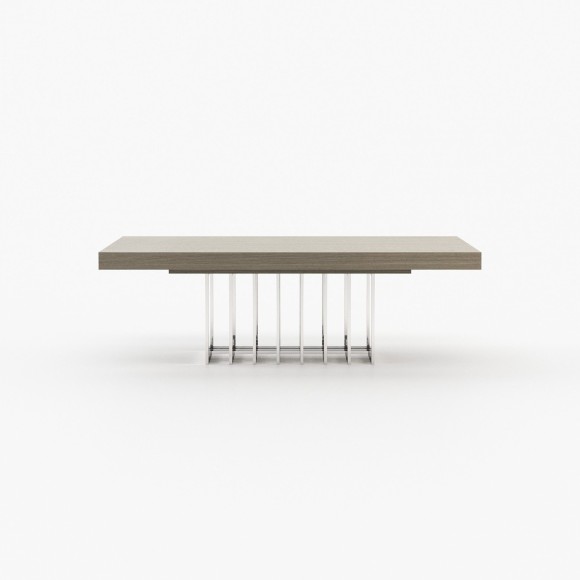 Table à manger 174 - Prestige fixed - Walnut dining table with metal accents, small size - Pacific Compagnie.