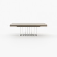 Table à manger 174 - Prestige fixed - Walnut dining table with metal accents, small size - Pacific Compagnie.